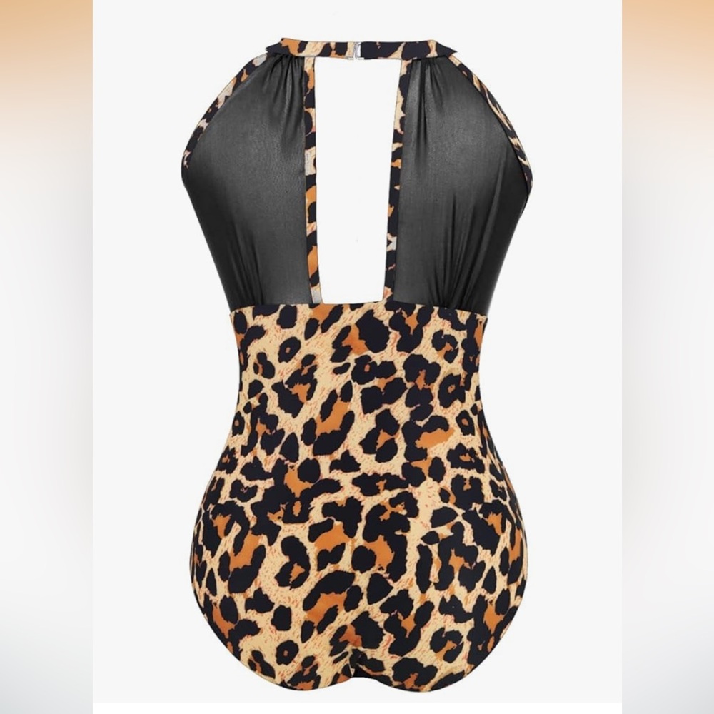 NEW Women's One Piece Swimsuit xxl 2x Leopard Animal Print - Picture 4 of 10
